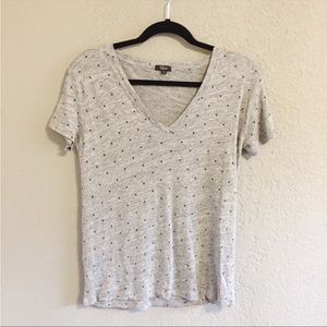 Rails Gray Star Print Linen Blend Cara Tee Size XS